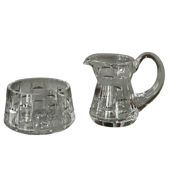 Waterford Crystal Cut Tralee Creamer Milk Pitcher Open Sugar Bowl Set Coffee Tea - Picture 1 of 12